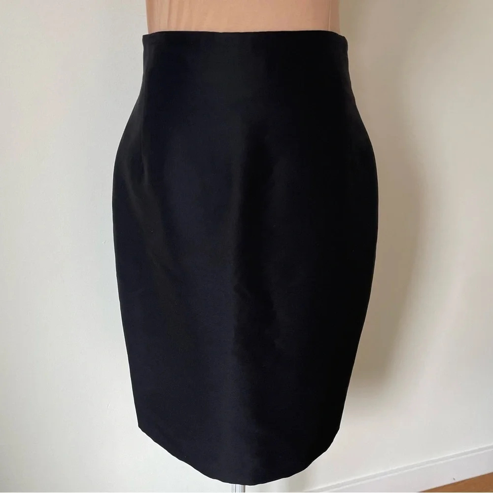 Giambattista Valli Vintage Silk Wool Black Structured Pencil Skirt EUC IT44 US8
